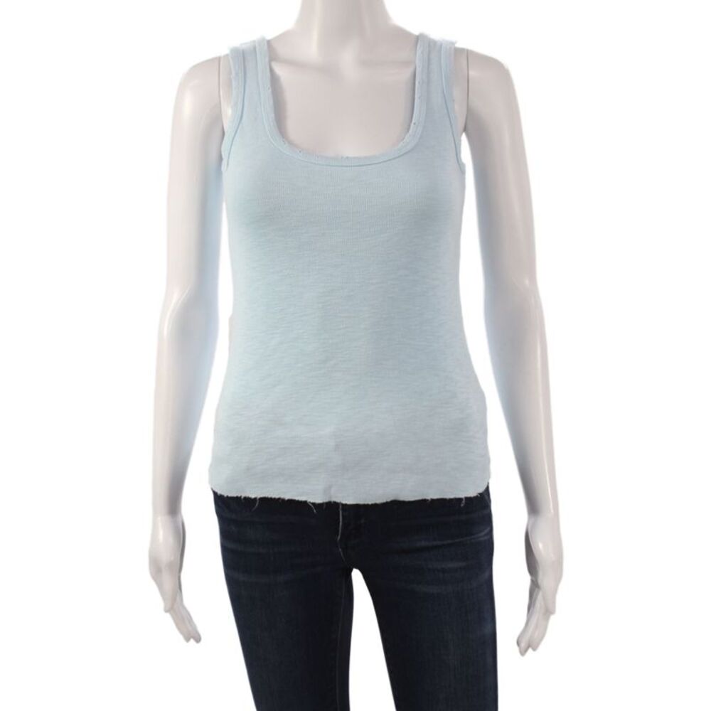 Love Shack Fancy Women Light Blue Square Neck Jersey Tank Size XS